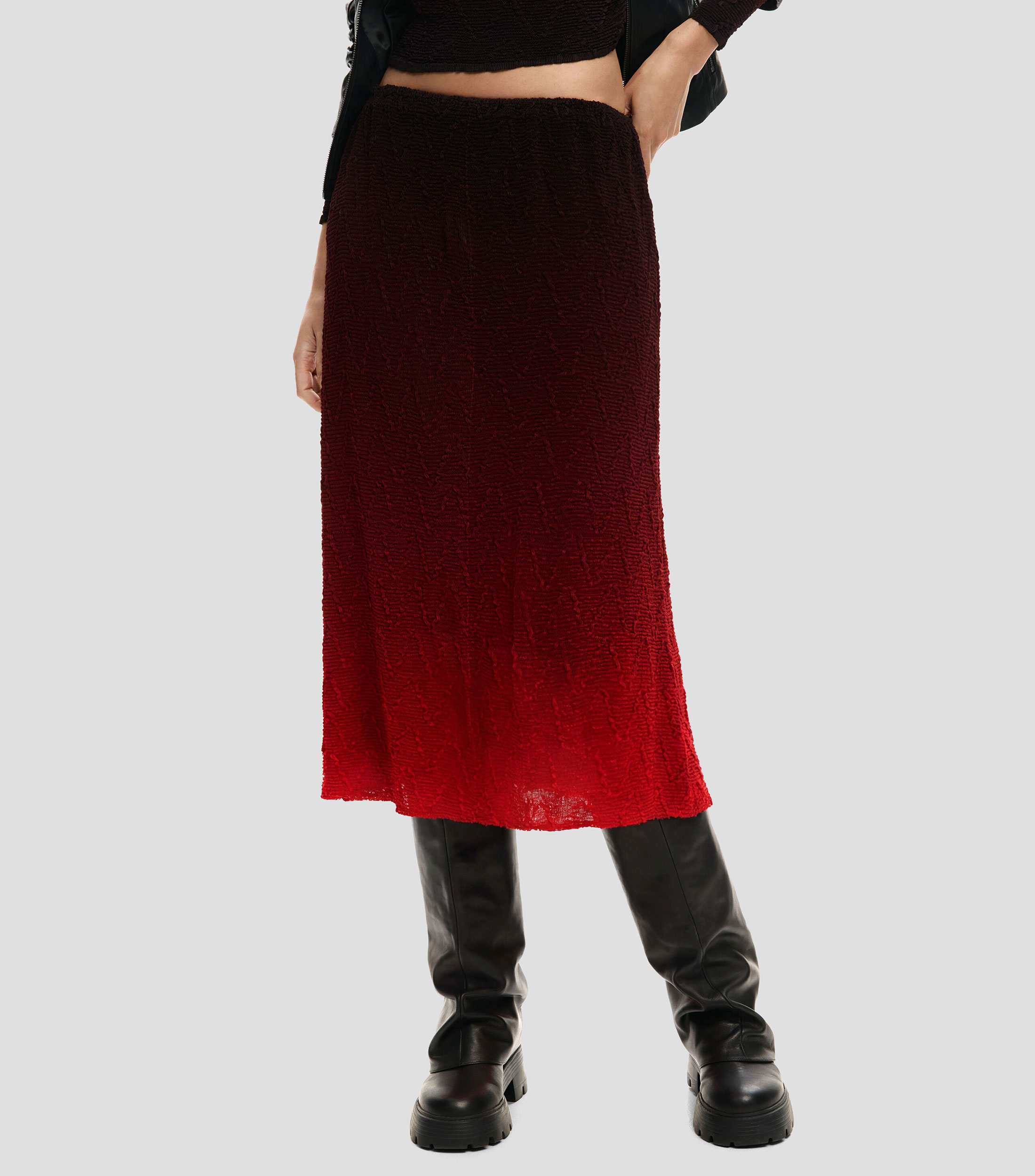 Falda midi de corte slim sólida Mujer